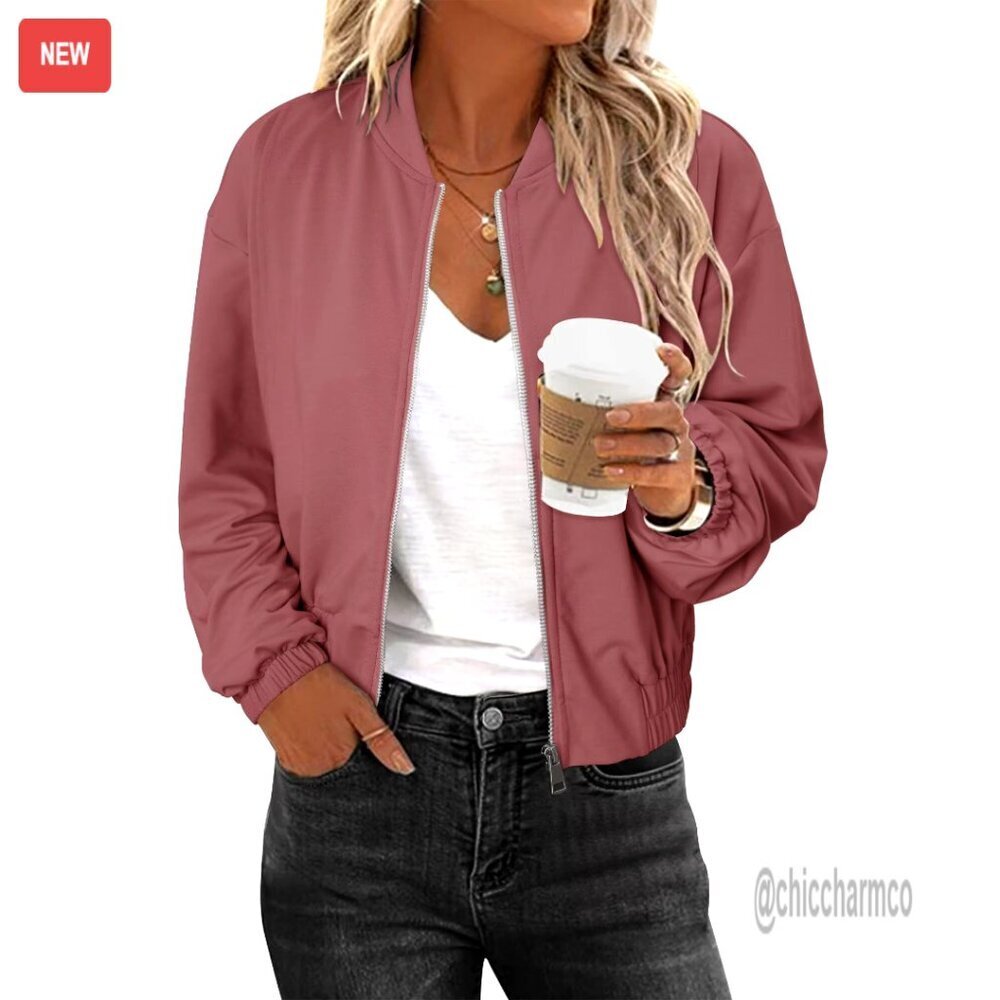 Lightweight Windproof Zip Up Jacket with Pockets S-XXL Casual Fall Coat